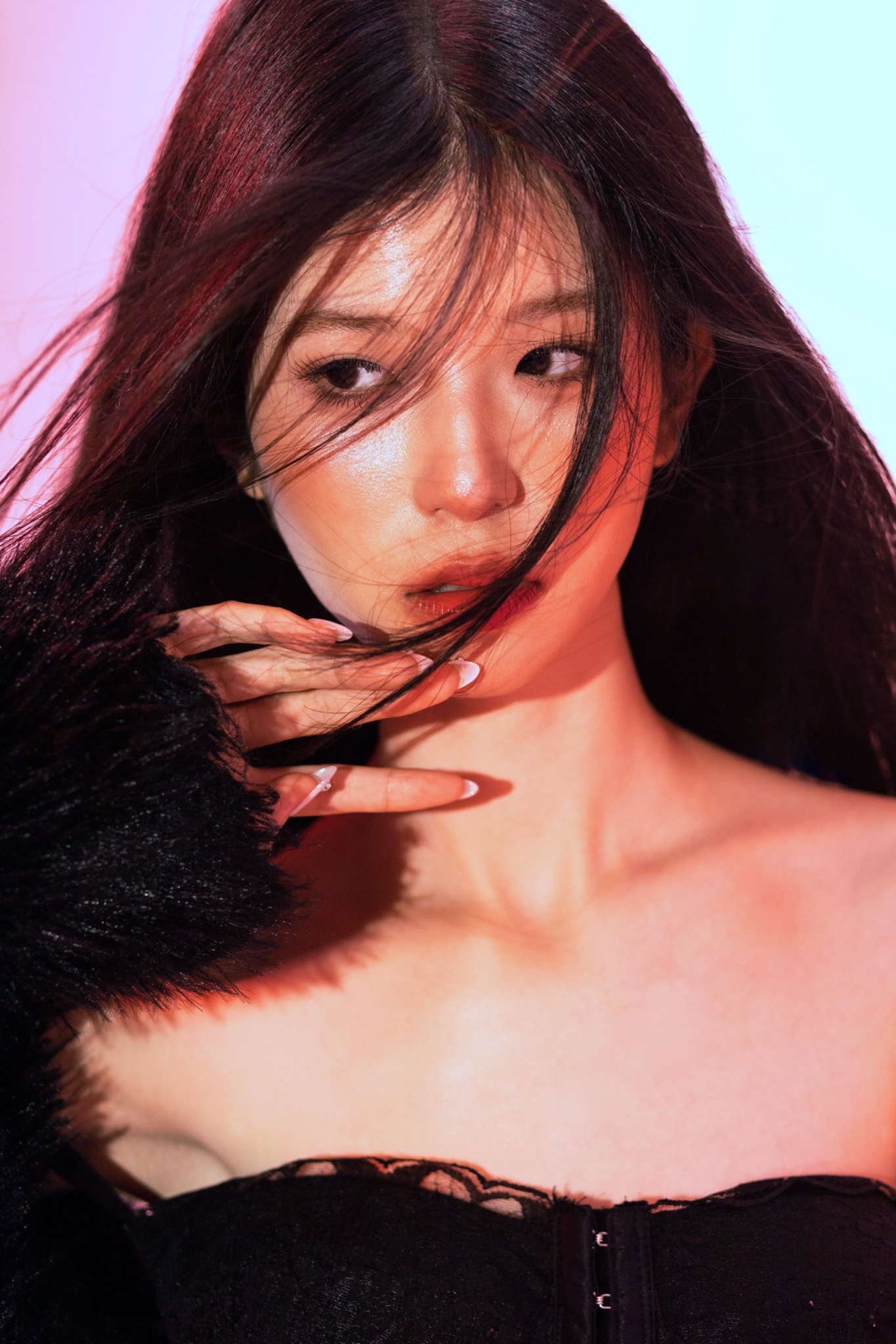 Glamorous K-pop inspired artist portrait